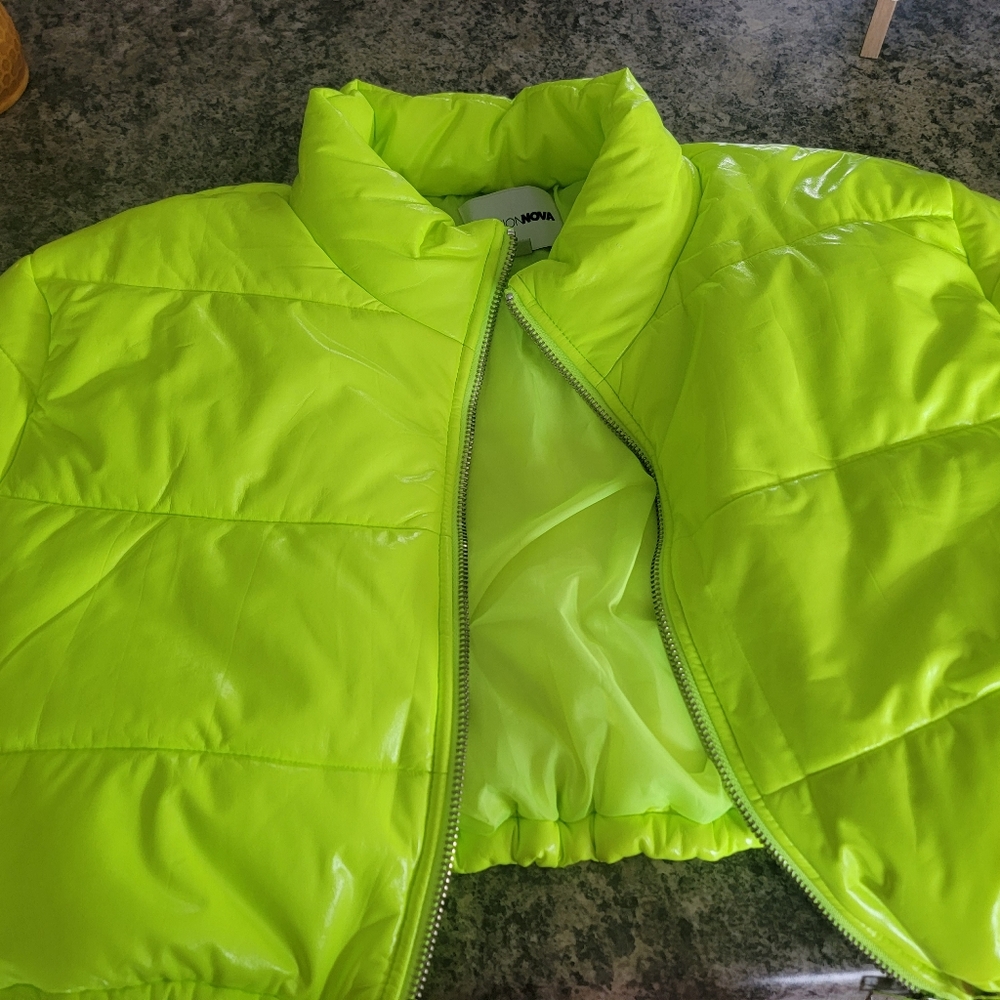 Lime Green Patent Puffer